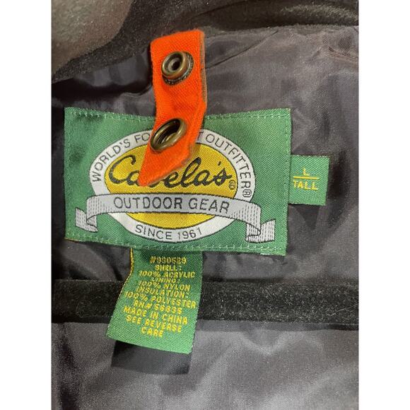 Cabelas Orange Camp Hunting Jacket Quilt Lined Size Large Insulated Outdoors - Picture 2 of 11